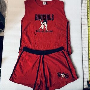 Vintage Y2K 2004 Betty‎ Boop Bad Girls Red Outfit Tank And Shorts Set XL